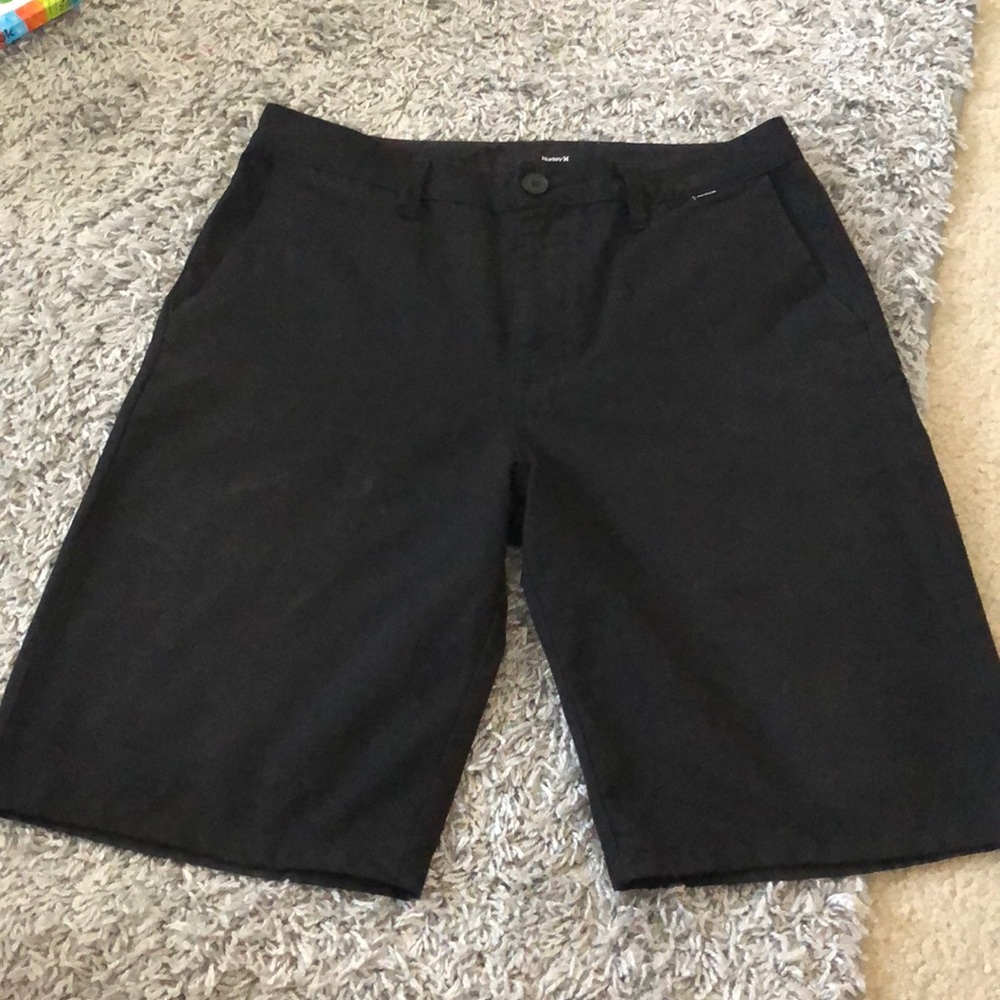 Hurley black flat front chino shorts sz 32